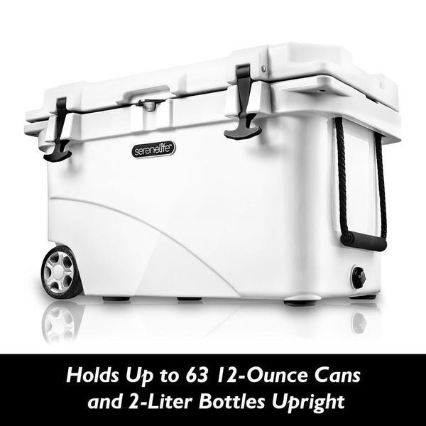 Portable Cooler Box - Holds Up to 63 Cans, Keeps Ice Up to 5 Days, Heavy-Duty 45-Quart (White), Serenelife, Mfr#: SLCB45